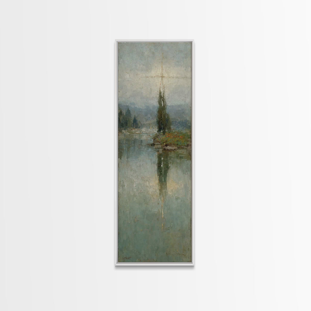 Skyward Grace – Framed Canvas Print – Christian Art Painting – Christmas Art – Narrow Art – Christian Wall Art – Subtle Christian Art – Chr