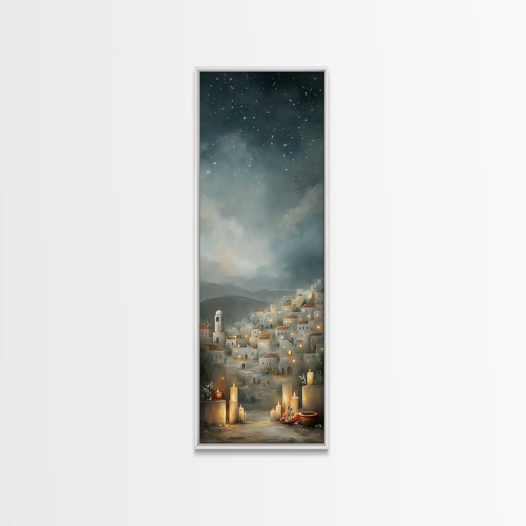 City Of Light – Framed Canvas Print – Christian Wall Art – Skinny Art – Christmas Art – Christian Christmas Art – Christian Art Canvas