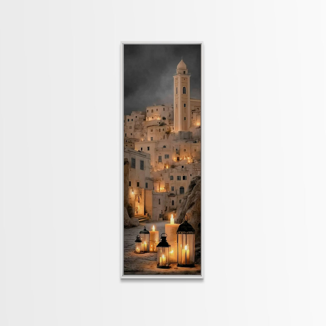Evening Lanterns – Framed Canvas Print – Tall Skinny Art Print – Christian Decor – Christmas Art – Christian Wall Art – Christian Art Canva