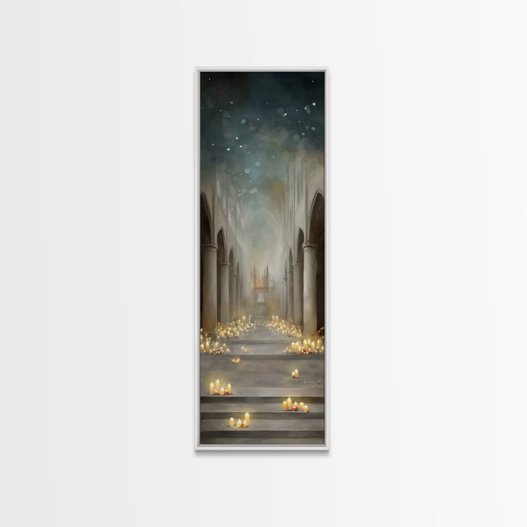 Sanctuary Glow – Framed Canvas Print – Narrow Art – Christian Wall Art – Christian Art Canvas – Christian Decor – Christian Art Print – Chr