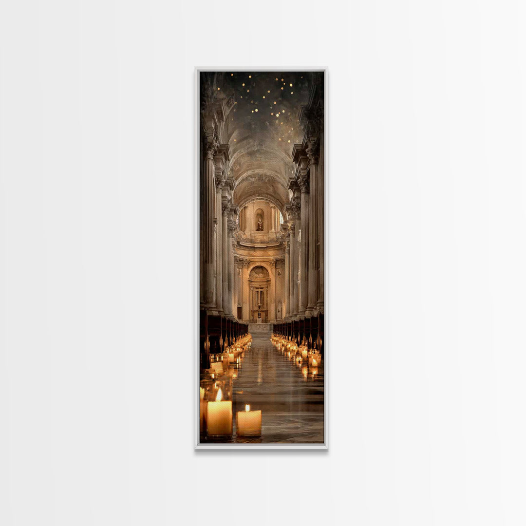 Sanctuary Of Light – Framed Canvas Print – Tall Narrow Wall Art – Christian Wall Art – Jesus Painting – Christian Christmas Art – Faith Art