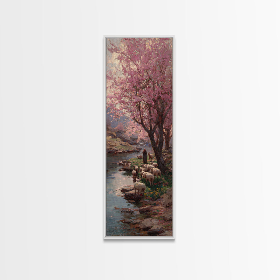 Fields Of Blessing | Framed Canvas Print | Tall Narrow Wall Art | Christian Painting | Jesus Art Print | Christian Christmas Art