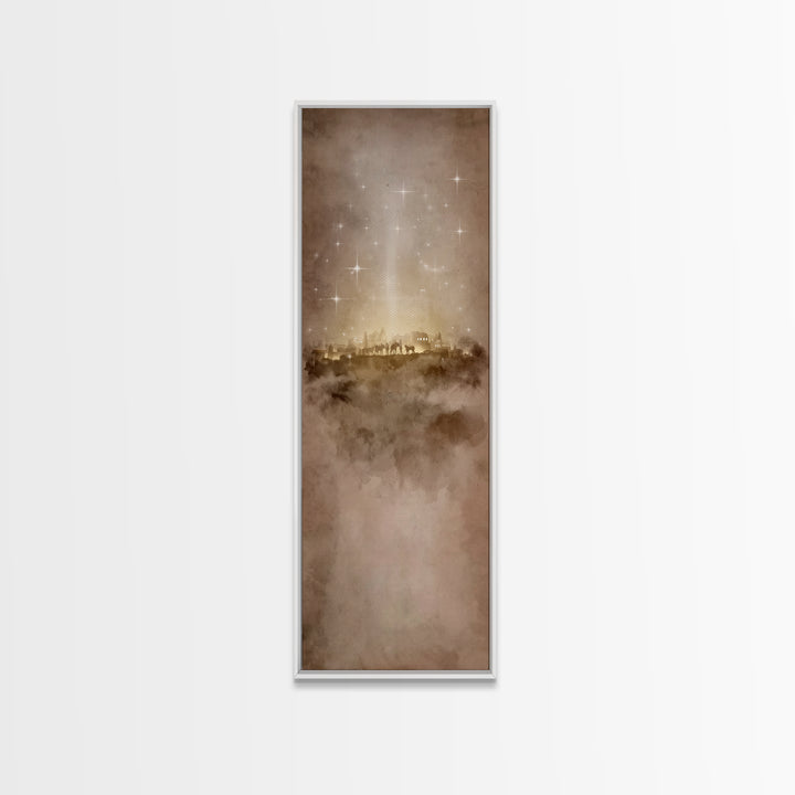 Guiding Star – Framed Canvas Print – Christian Wall Art – Christian Art Canvas – Christmas Wall Art – Narrow Art – Christian Christmas Art