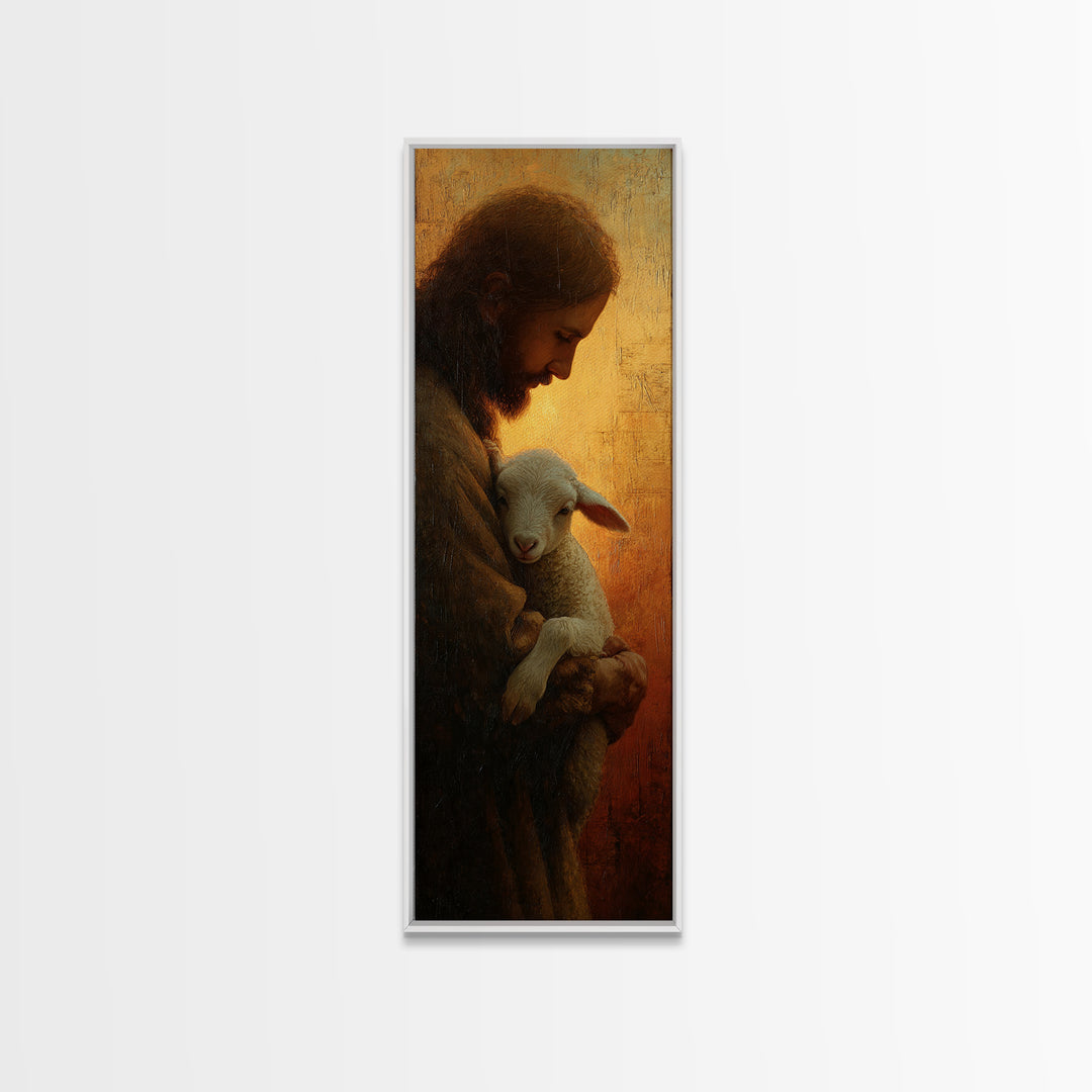Gentle Savior Grace, Framed Canvas Print, Skinny Art, Christian Art Canvas, Jesus Painting, Christian Art Print, Christian Wall Art