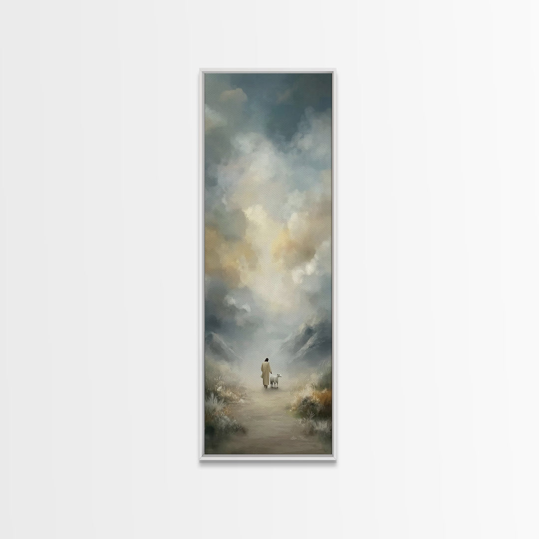 Fields Of Hope, Framed Canvas Print, Narrow Art, Christian Art Canvas, Jesus Painting, Christian Wall Art, Christian Christmas Art