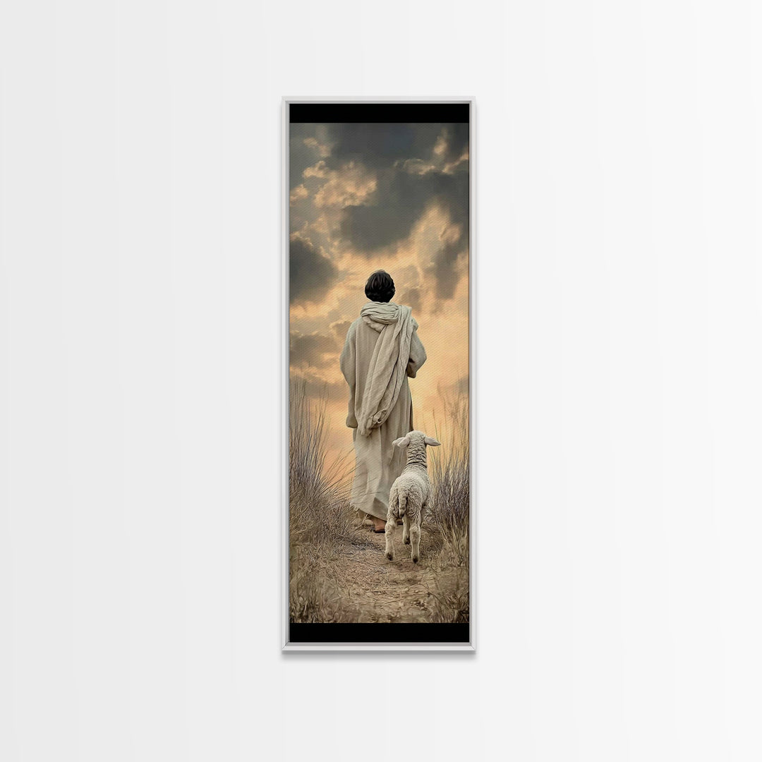 Watching Over Peace – Framed Canvas Print – Tall Narrow Wall Art – Christian Art Canvas – Jesus Painting – Christian Wall Art – Faith Art