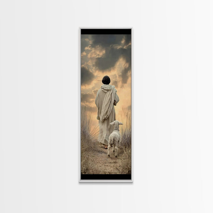 Watching Over Peace – Framed Canvas Print – Tall Narrow Wall Art – Christian Art Canvas – Jesus Painting – Christian Wall Art – Faith Art