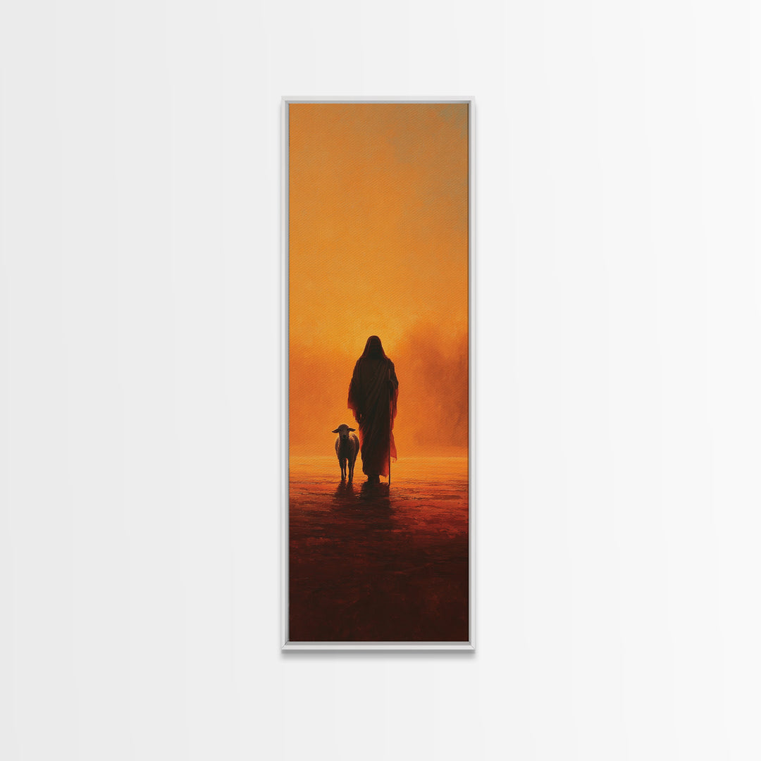 Guided By Light, Framed Canvas Print, Tall Skinny Art Print, Christian Wall Art, Jesus Painting, Christian Art Canvas, Modern Christian Art