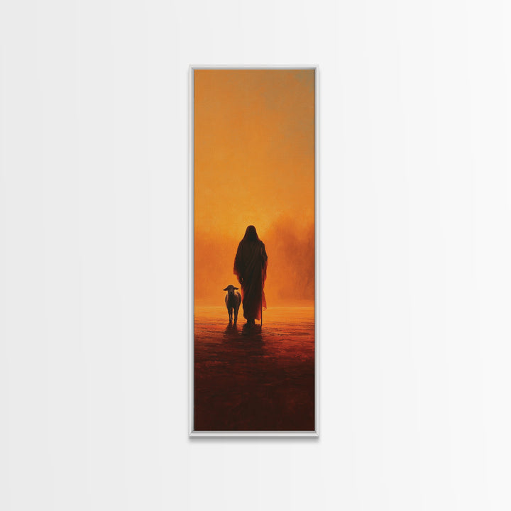 Guided By Light, Framed Canvas Print, Tall Skinny Art Print, Christian Wall Art, Jesus Painting, Christian Art Canvas, Modern Christian Art