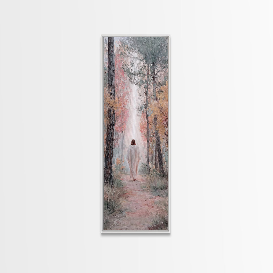 Sunset Shepherd Walk | Framed Canvas Print | Narrow Art | Christian Art Canvas | Jesus Painting | Christian Wall Art | Christian Gift Ideas