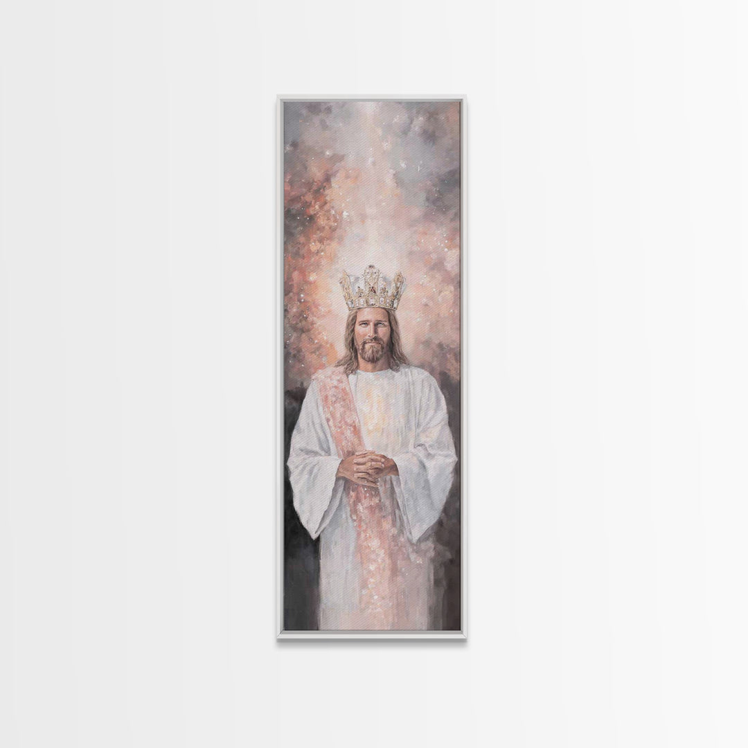 Heavenly Bright Trail – Framed Canvas Print – Tall Skinny Art Print – Christian Wall Art – Christian Painting – Jesus Art Print – Vintage C