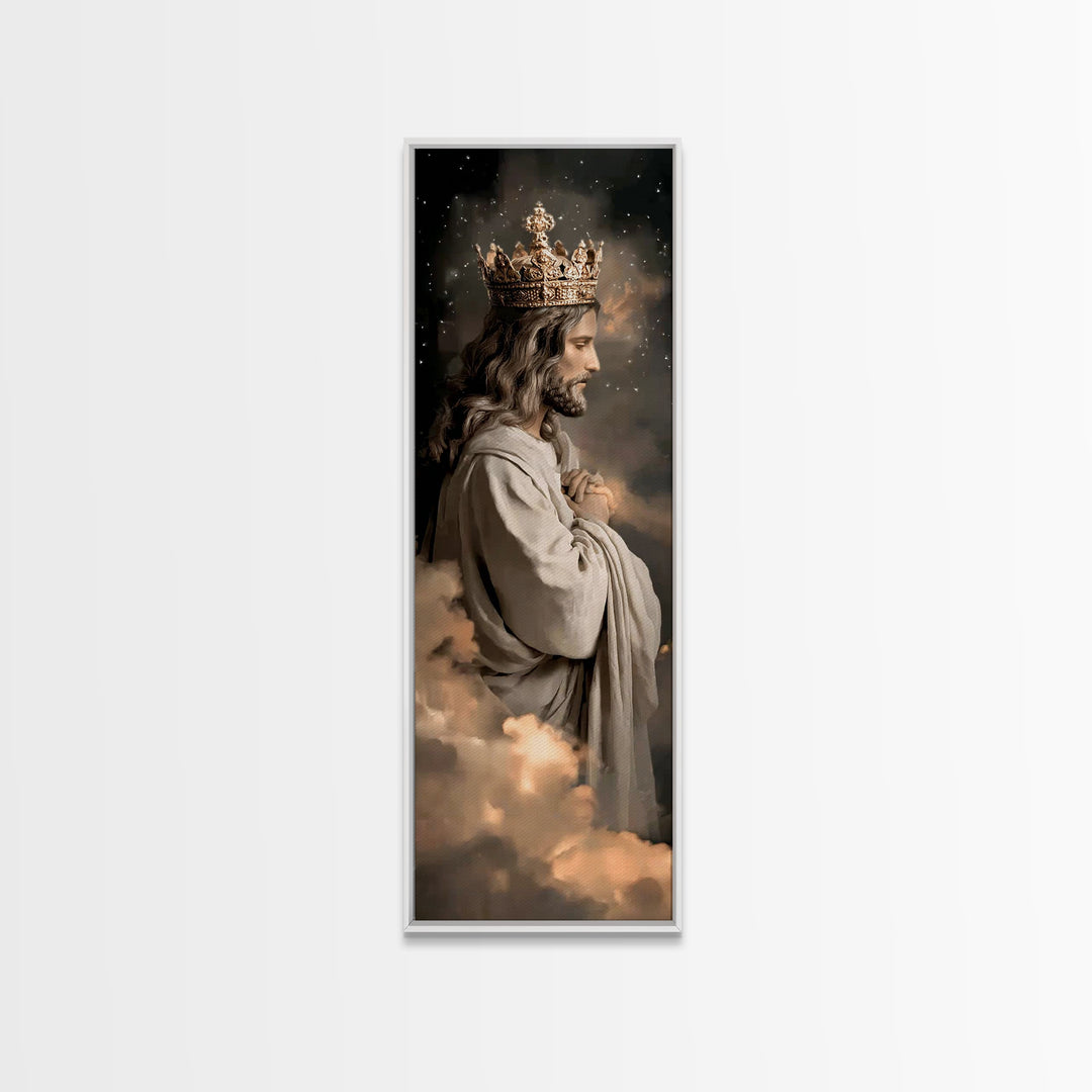 Crowned In Light – Framed Canvas Print – Tall Narrow Wall Art – Christian Art Canvas – Jesus Painting – Christian Wall Art – Christmas Art