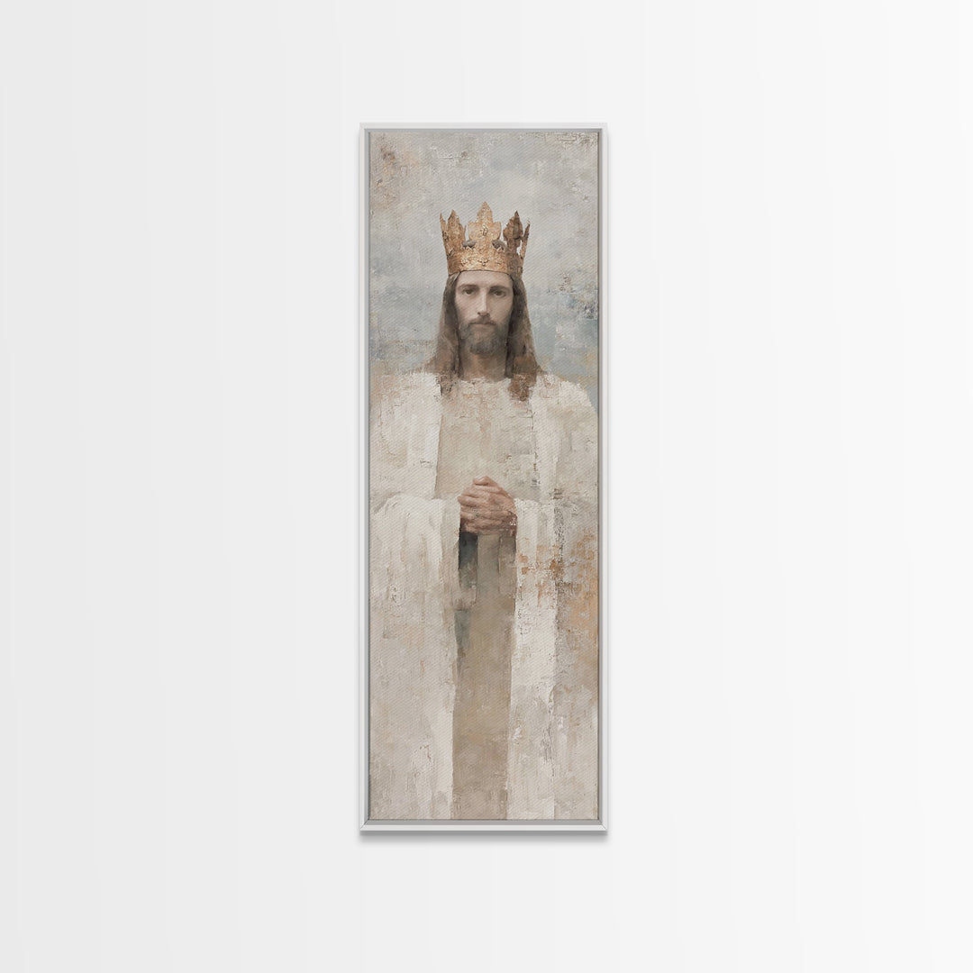 Crown Of Peace – Framed Canvas Print – Tall Skinny Art Print – Christian Wall Art – Jesus Painting – Modern Christian Art – Christmas Art
