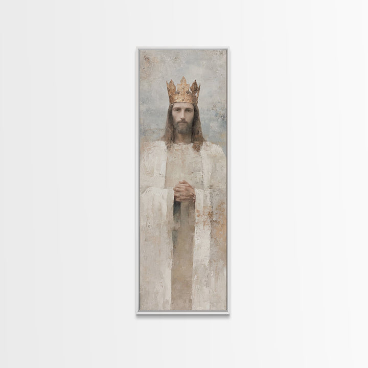 Crown Of Peace – Framed Canvas Print – Tall Skinny Art Print – Christian Wall Art – Jesus Painting – Modern Christian Art – Christmas Art