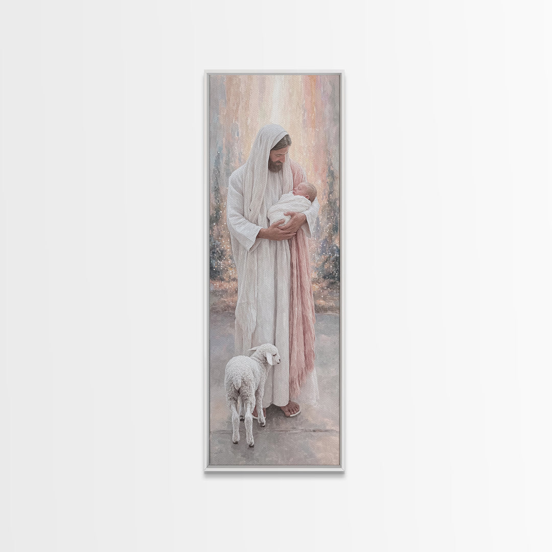 Radiant Holy Peace – Framed Canvas Print – Tall Narrow Wall Art – Christian Wall Art – Christian Art Canvas – Jesus Painting – Christian Ch