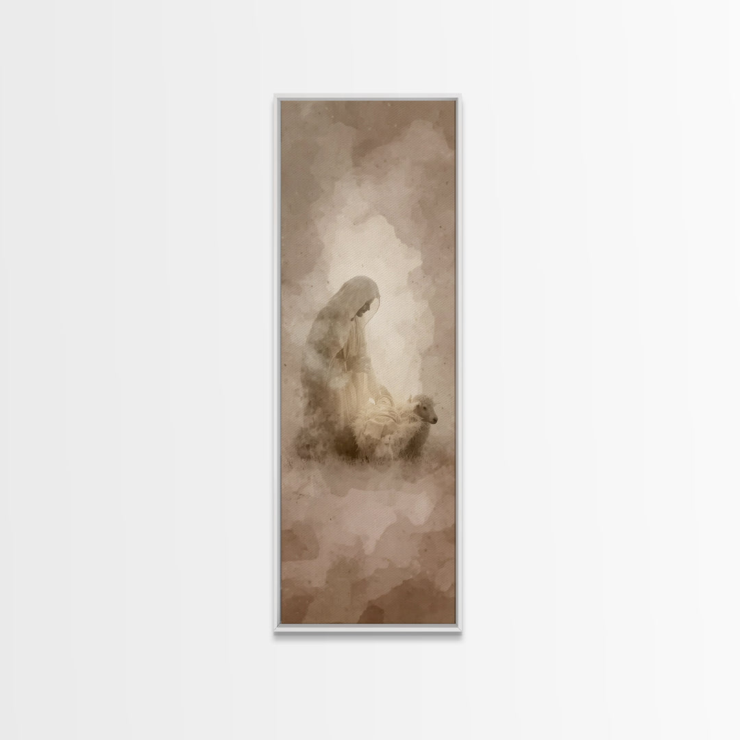 Shepherd’s Quiet Glory – Framed Canvas Print – Tall Skinny Art Print – Christian Art Canvas – Christian Wall Art – Christmas Art – Jesus Ch
