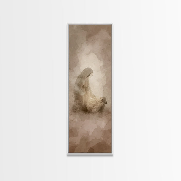 Shepherd’s Quiet Glory – Framed Canvas Print – Tall Skinny Art Print – Christian Art Canvas – Christian Wall Art – Christmas Art – Jesus Ch