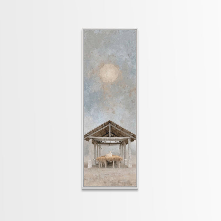 Moonlit Bethlehem Sky – Framed Canvas Print – Narrow Art – Christian Wall Art – Christian Christmas Art – Christian Art Canvas – Christmas
