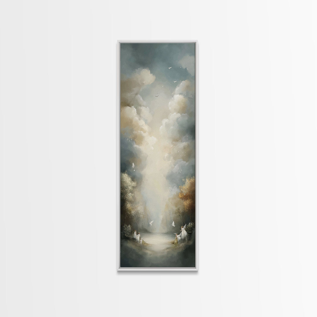 Peaceful Eden – Framed Canvas Print | Christian Decor | Christian Art Canvas | Subtle Christian Art | Tall Narrow Wall Art | Christian Wall