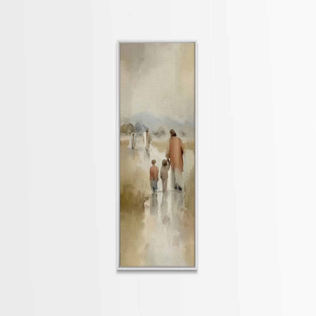 Guiding Light Trail, Framed Canvas Print, Narrow Art, Christian Wall Art, Christian Art Canvas, Jesus Painting, Christmas Art