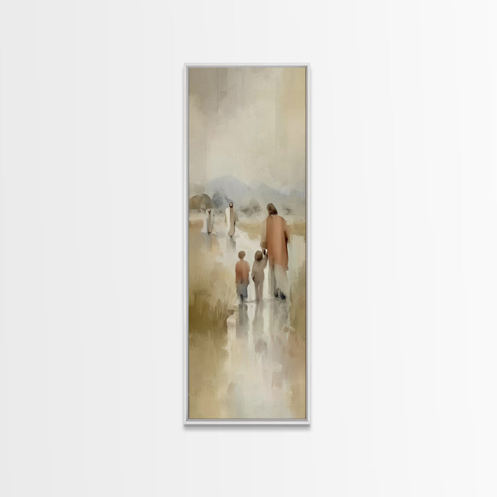 Guiding Light Trail, Framed Canvas Print, Narrow Art, Christian Wall Art, Christian Art Canvas, Jesus Painting, Christmas Art