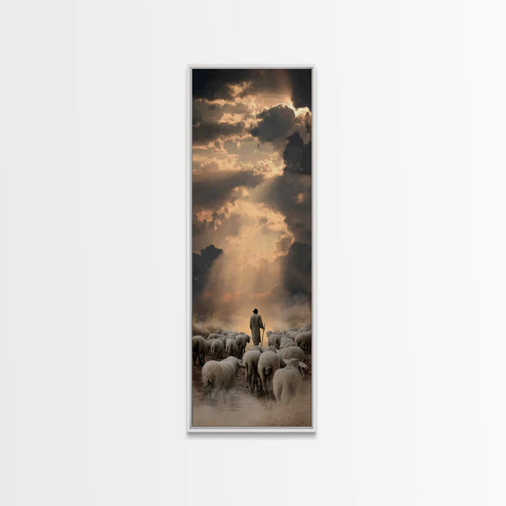 Lambs Of Heaven – Framed Canvas Print – Narrow Art – Christian Art Canvas – Jesus Painting – Christian Christmas Art