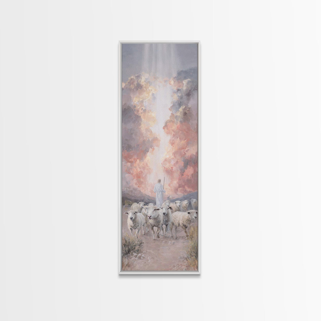 Cross Of The Clouds, Framed Canvas Print, Tall Narrow Wall Art, Christian Art, Jesus Painting, Christian Christmas Art