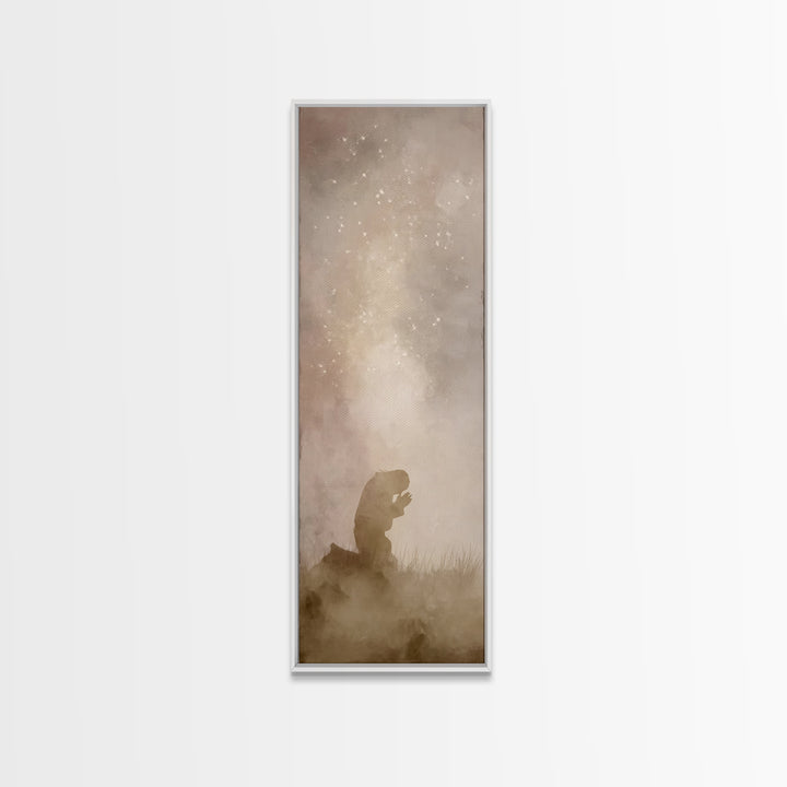 Silent Dawn Faith | Framed Canvas Print | Jesus Painting | Tall Narrow Wall Art | Christian Art Canvas | Christian Wall Art | Christian Art