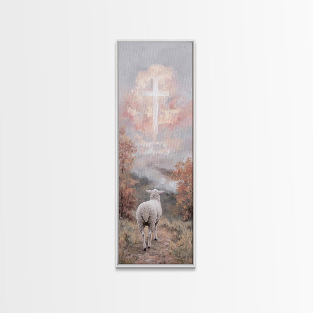 Shepherd’s Peace – Framed Canvas Print – Tall Narrow Wall Art – Christian Wall Art – Christian Art Work – Jesus Painting – Christmas Art –