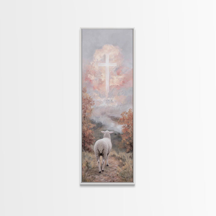 Shepherd’s Peace – Framed Canvas Print – Tall Narrow Wall Art – Christian Wall Art – Christian Art Work – Jesus Painting – Christmas Art –