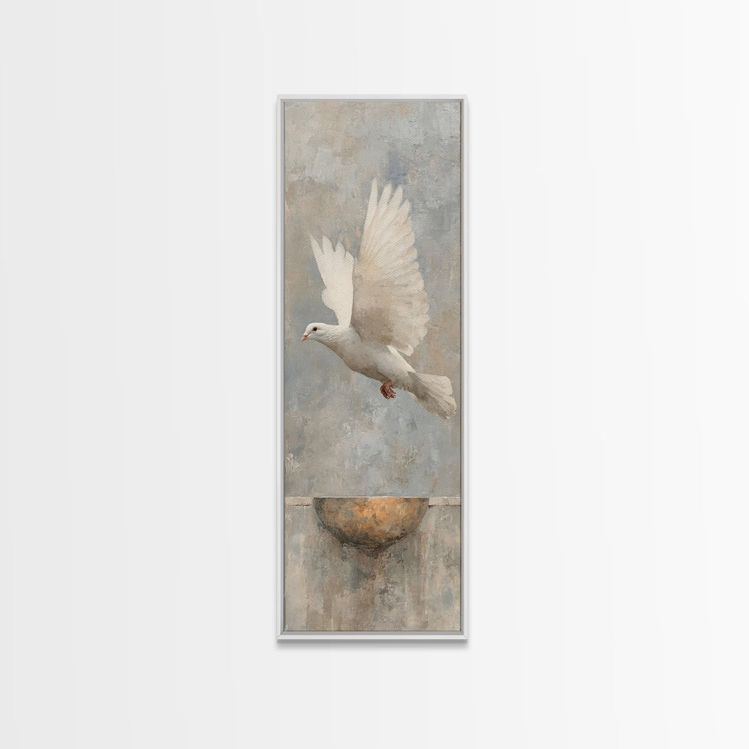 Dove Of Peace – Framed Canvas Print – Narrow Art – Christian Art Canvas – Christian Wall Art – Christian Painting – Christian Christmas Art