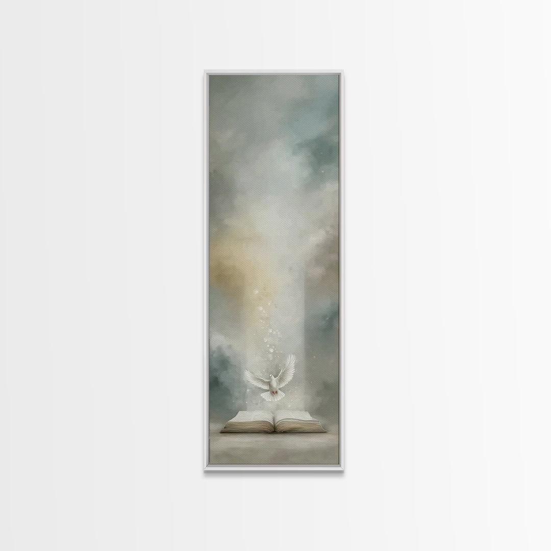 Spirit’s Living Word – Framed Canvas Print – Tall Narrow Wall Art – Christian Art Canvas – Christian Wall Art – Christian Paintings – Chris