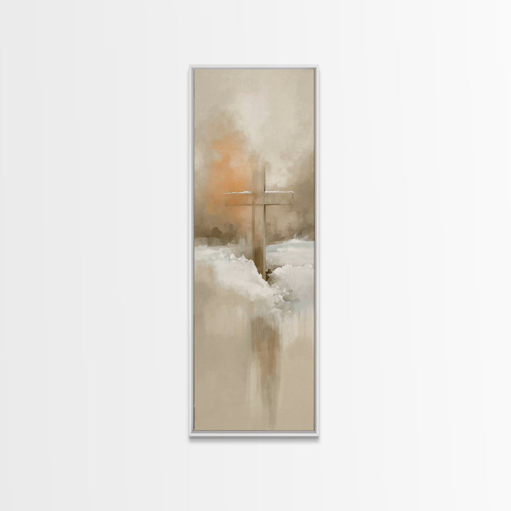 Winter Cross Glory – Framed Canvas Print – Tall Skinny Art Print – Christian Wall Art – Christian Art Canvas – Christmas Art – Christian Pa