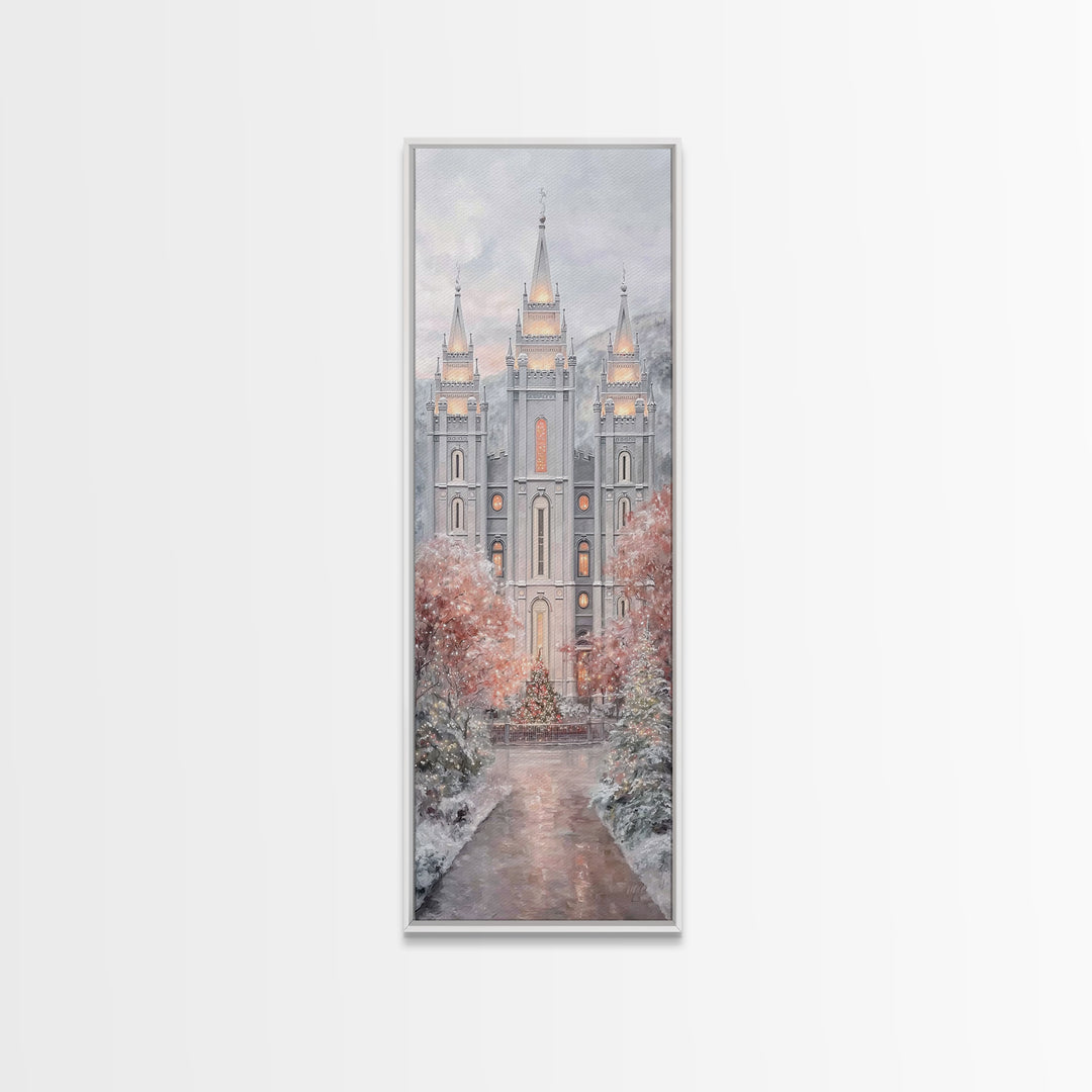 Winter Temple Light - Framed Canvas Print - Christian Wall Art - Christian Christmas Art - Narrow Art - Christian Art Canvas - Christmas De