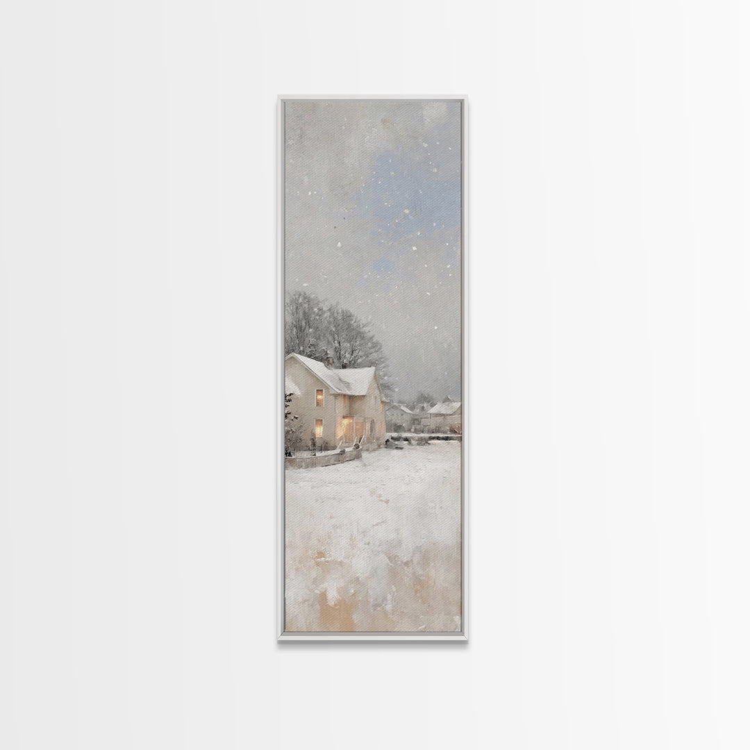 Quiet Winter Homes - Framed Canvas Print - Christian Christmas Art - Narrow Art - Christian Wall Art - Christmas Canvas Wall Art - Christia