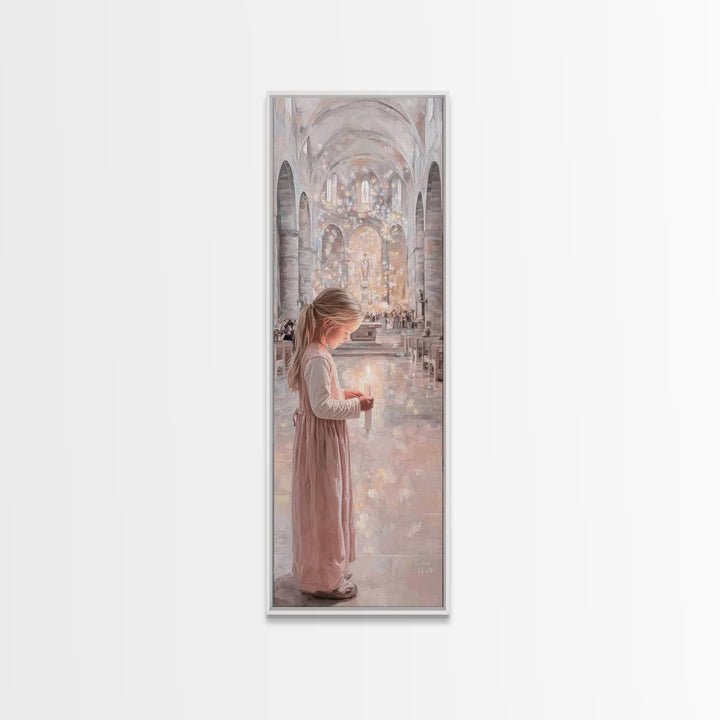 Candlelight Prayer – Framed Canvas Print – Christian Wall Art – Christian Art Canvas – Tall Narrow Wall Art – Christian Painting – Christia