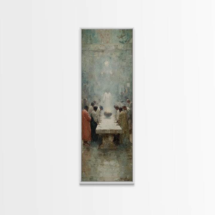 Holy Supper Vision | Framed Canvas Print | Christian Art Canvas | Jesus Painting | Narrow Art | Modern Christian Art | Christian Wall Art