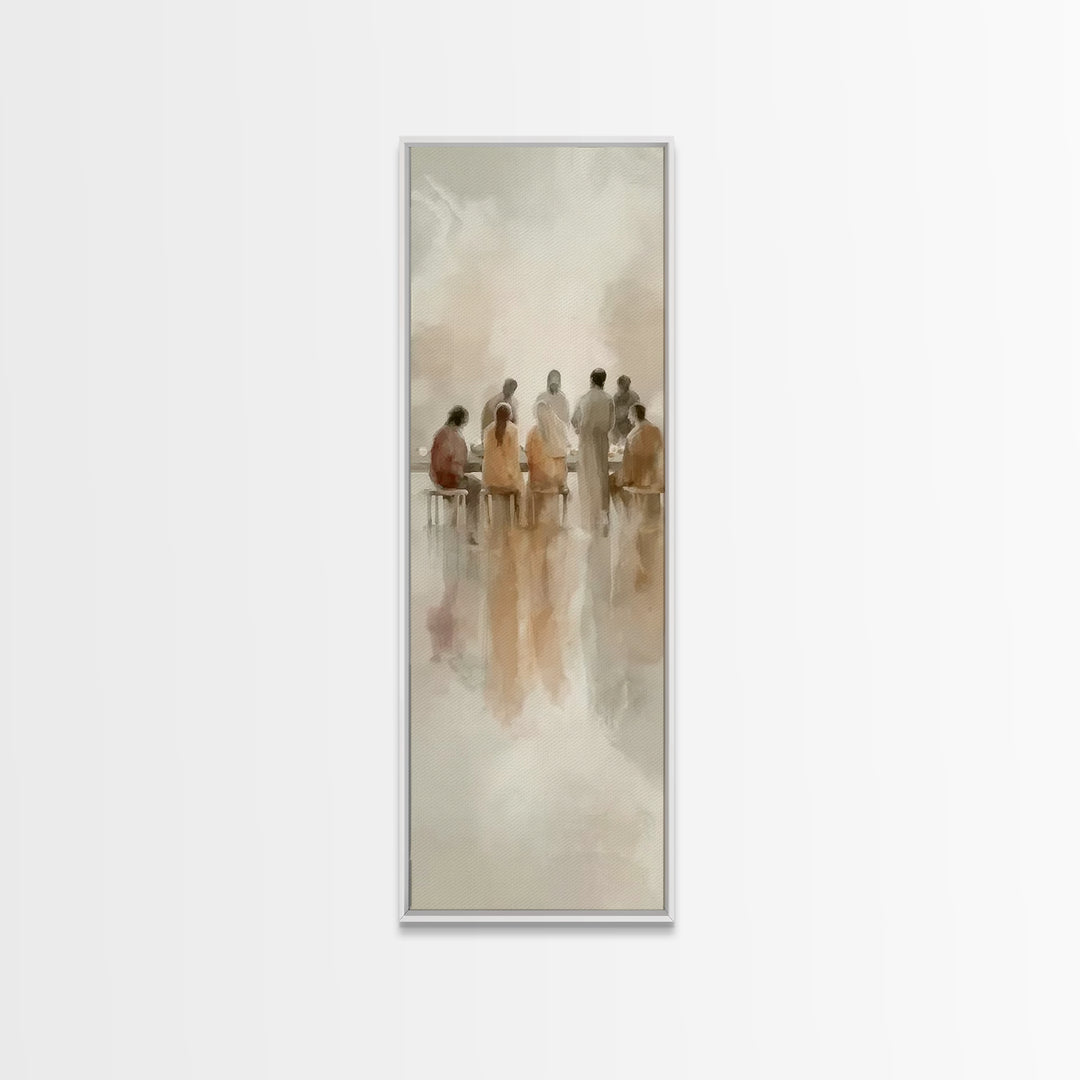 Communion Of Peace, Framed Canvas Print, Jesus Painting, Christian Art Canvas, Narrow Art, Modern Christian Art, Christian Wall Art, Christ
