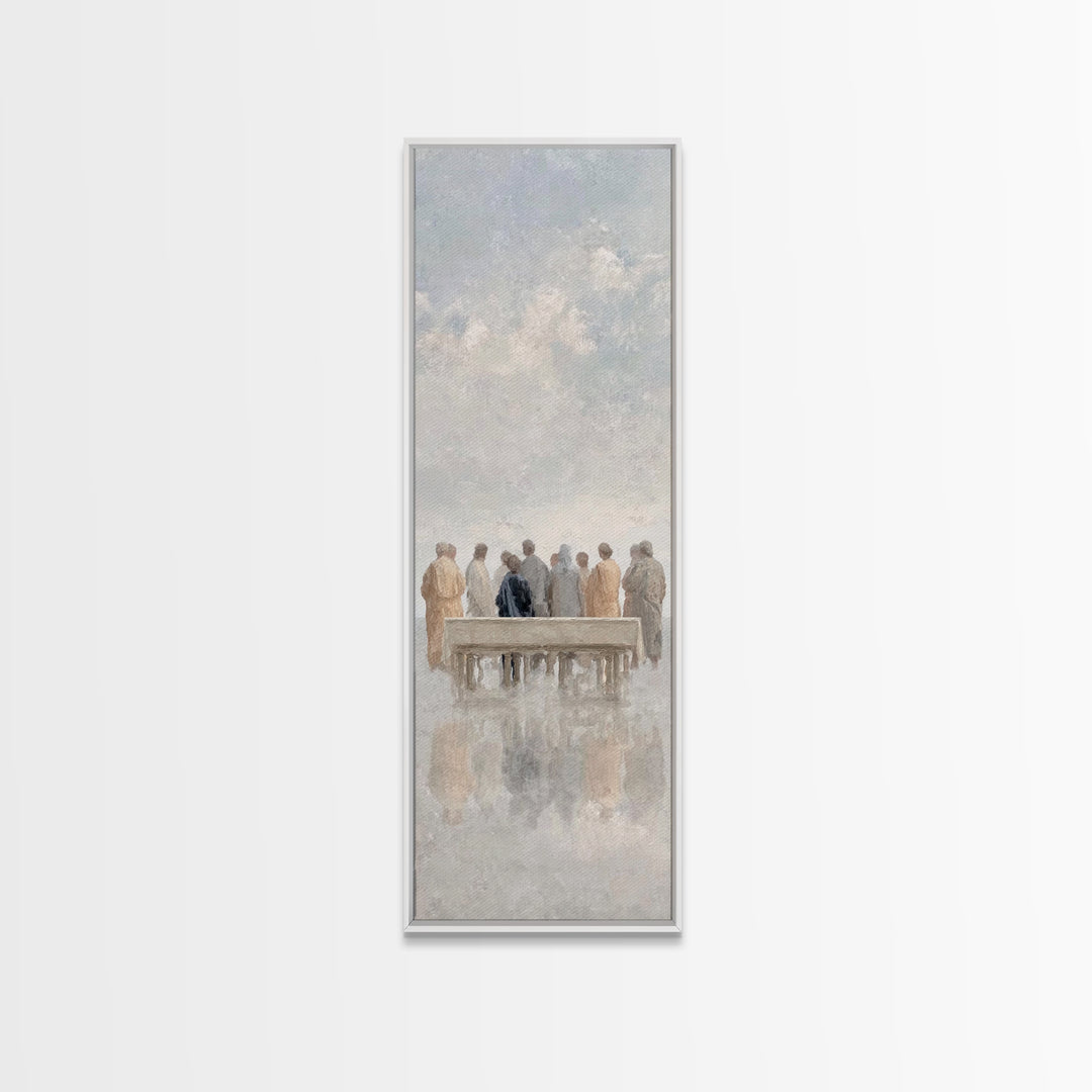 Gathered In Light – Framed Canvas Print – Christian Art Canvas – Jesus Painting – Skinny Art – Christian Wall Art – Minimalist Christian Ar