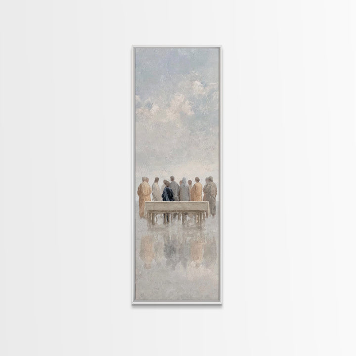 Gathered In Light – Framed Canvas Print – Christian Art Canvas – Jesus Painting – Skinny Art – Christian Wall Art – Minimalist Christian Ar