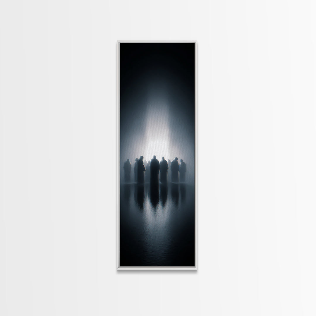 Ascension Gathering – Framed Canvas Print – Christian Art Canvas – Christian Wall Art – Tall Skinny Art Print – Jesus Painting – Modern Chr