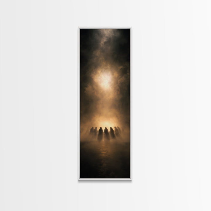 Sacred Evening Table – Framed Canvas Print – Christian Art Canvas – Jesus Painting – Christian Wall Art – Tall Skinny Art Print
