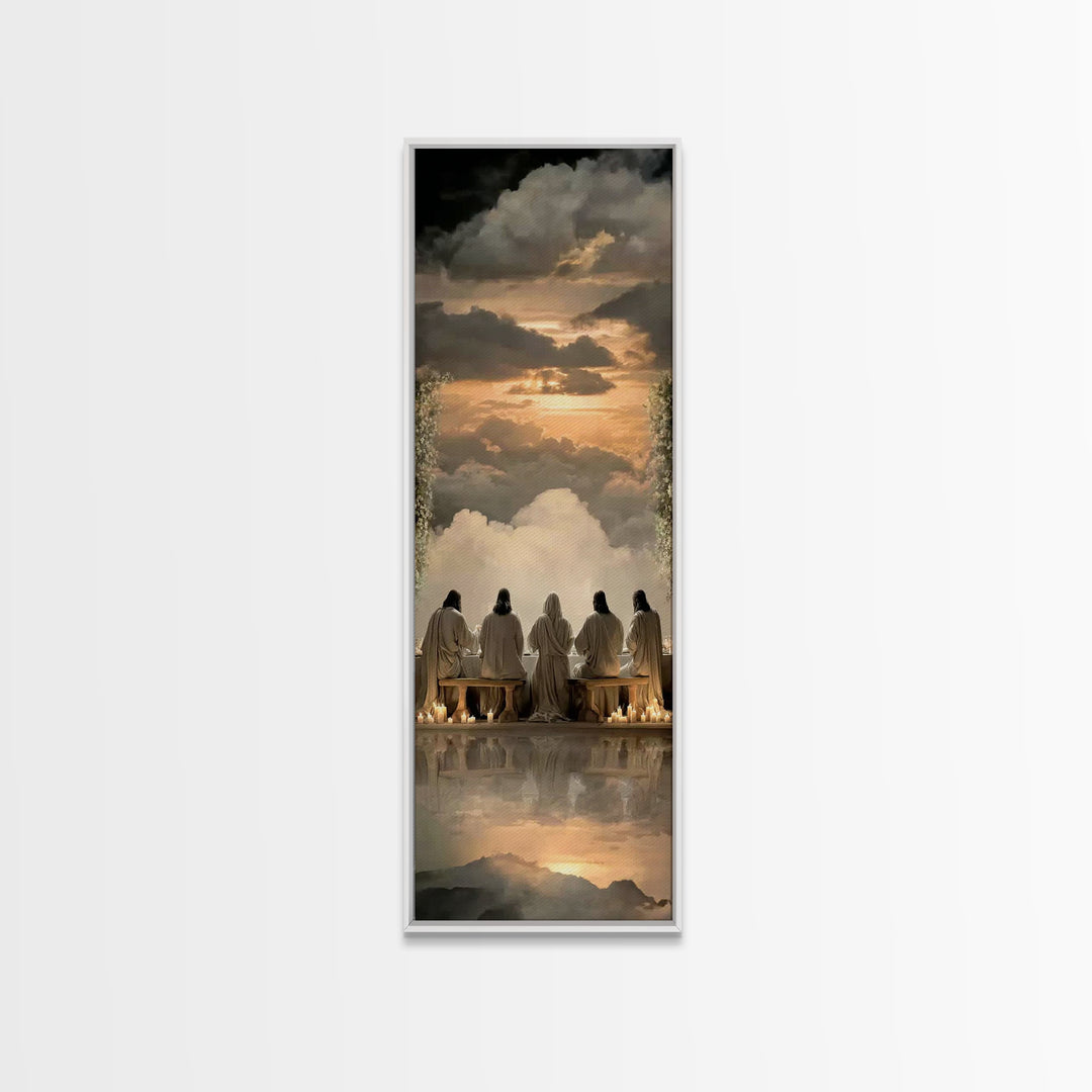 Celestial Supper Light – Framed Canvas Print – Christian Wall Art – Christian Christmas Art – Christian Art Canvas – Narrow Art