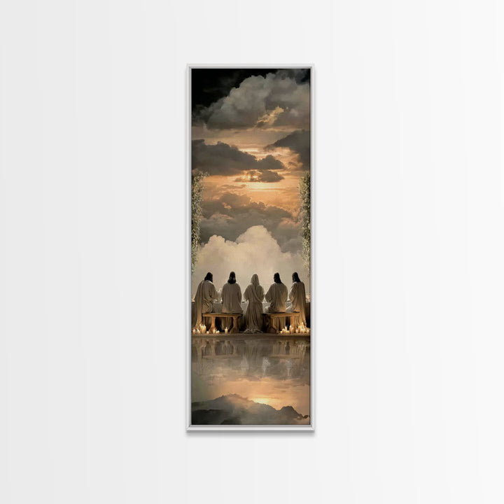 Celestial Supper Light – Framed Canvas Print – Christian Wall Art – Christian Christmas Art – Christian Art Canvas – Narrow Art