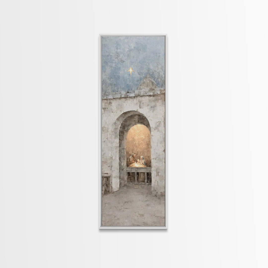 Divine Birth Star – Framed Canvas Print – Christian Wall Art – Christian Christmas Art – Christian Art Canvas – Tall Narrow Wall Art