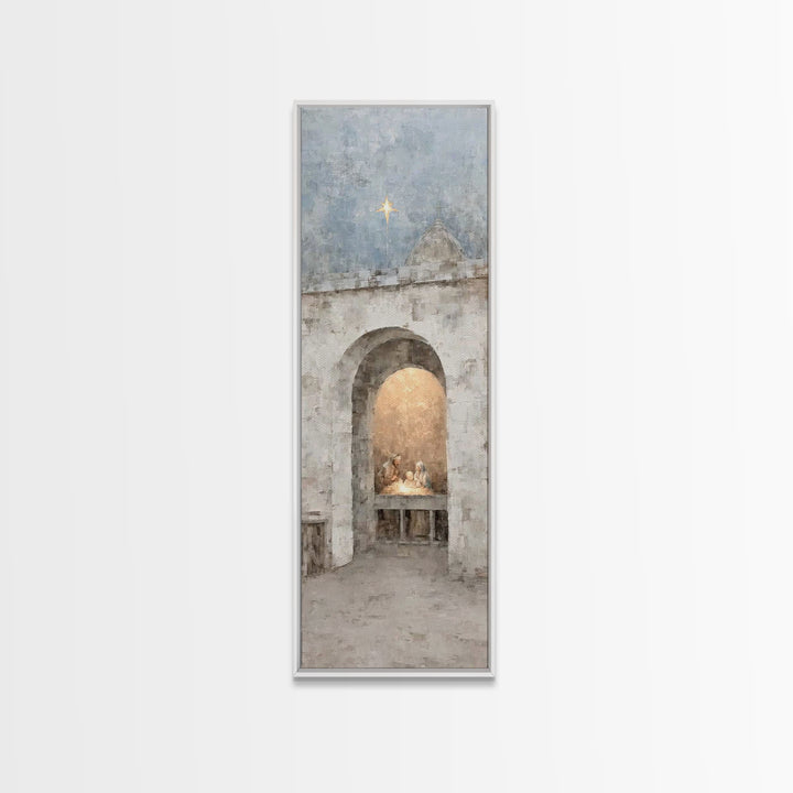 Divine Birth Star – Framed Canvas Print – Christian Wall Art – Christian Christmas Art – Christian Art Canvas – Tall Narrow Wall Art