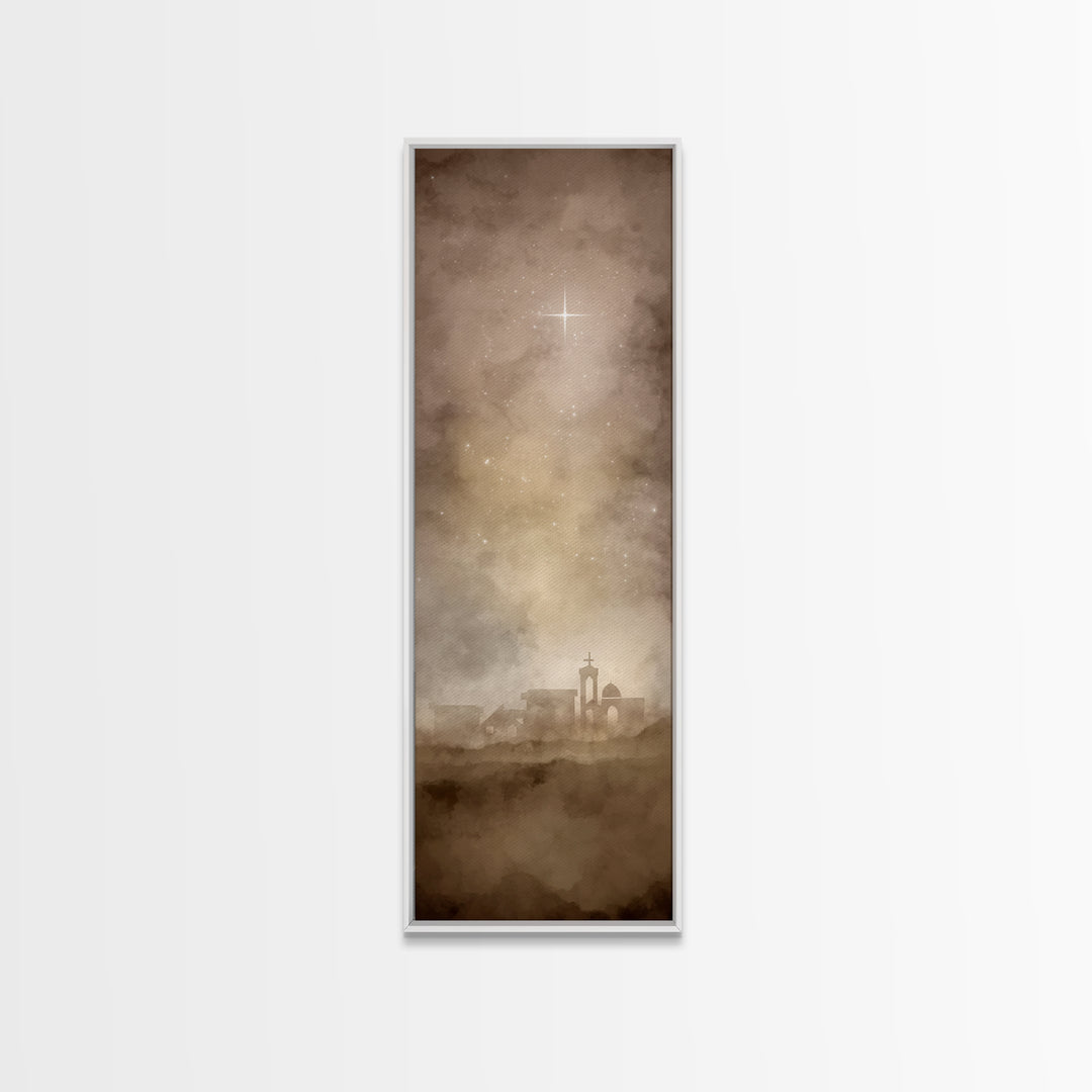 The Guiding Star – Framed Canvas Print – Tall Narrow Wall Art – Christian Wall Art – Christian Art Canvas – Christmas Art – Christian Decor