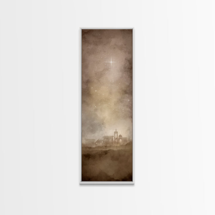 The Guiding Star – Framed Canvas Print – Tall Narrow Wall Art – Christian Wall Art – Christian Art Canvas – Christmas Art – Christian Decor