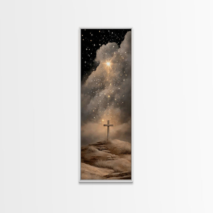 Cross Of Hope – Framed Canvas Print – Skinny Art – Christian Art Canvas – Christian Christmas Art – Jesus Painting – Christian Wall Art