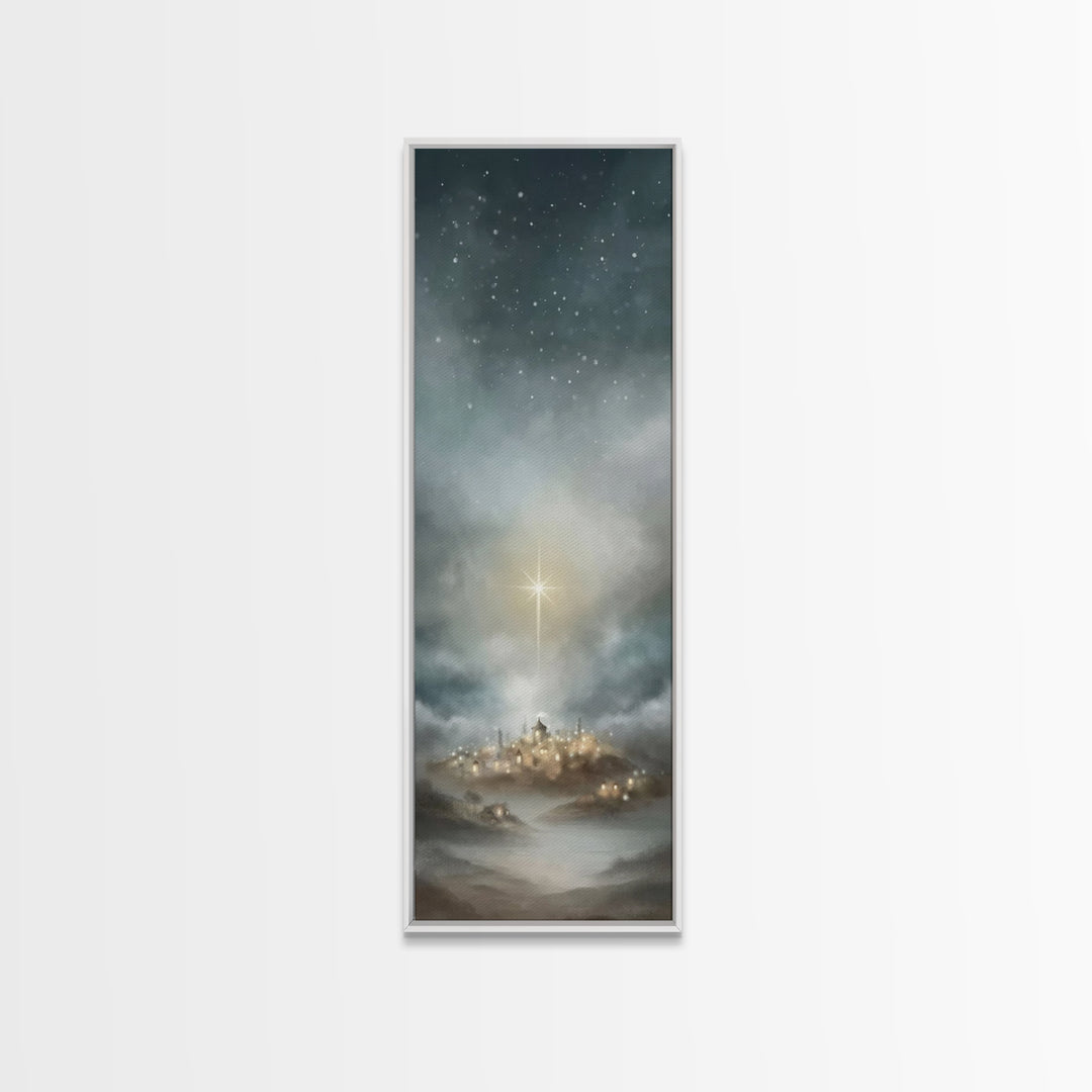 Bethlehem Light – Framed Canvas Print – Narrow Art – Christian Wall Art – Christmas Canvas Wall Art – Christian Art – Christian Christmas D